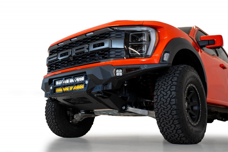 Ford Raptor Bumper - Front - Addictive Desert Designs - Bomber Front Bumper w/ Dual 20IN LED Mounts - Hammer Black with Satin Black Panels - `21-`27